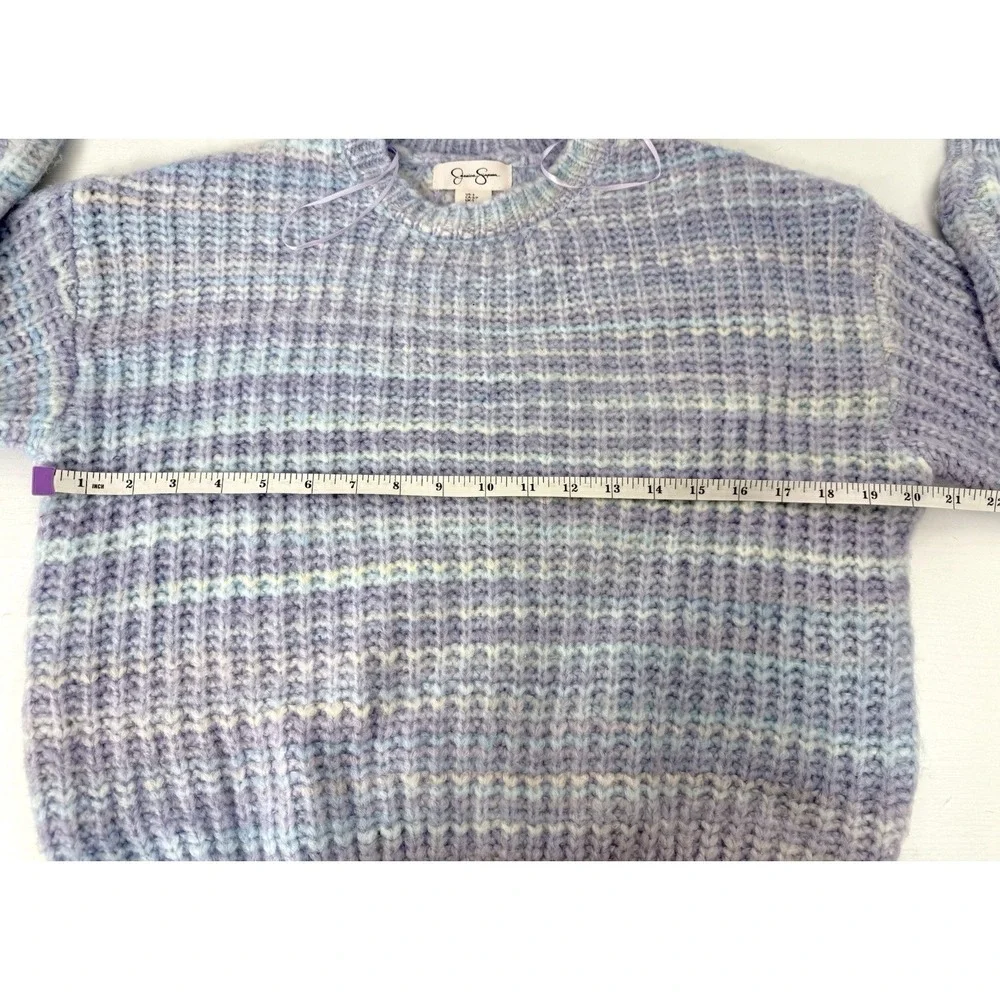 Jessica Simpson Cropped Oversized Sweater Women S Pastel Rainbow Wool‎ Blend
